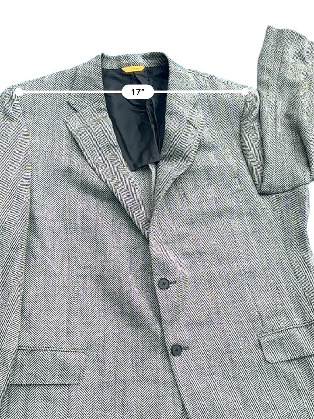 Hickey Freeman 44R Black Gray Sport Coat Blazer Houndstooth USA Made - Picture 10 of 13